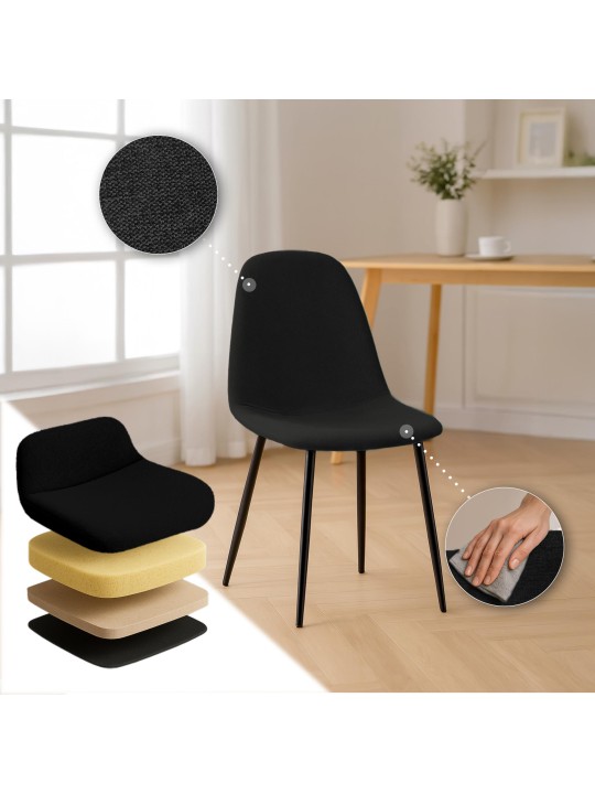 Silla de comedor tela Napier, negro
