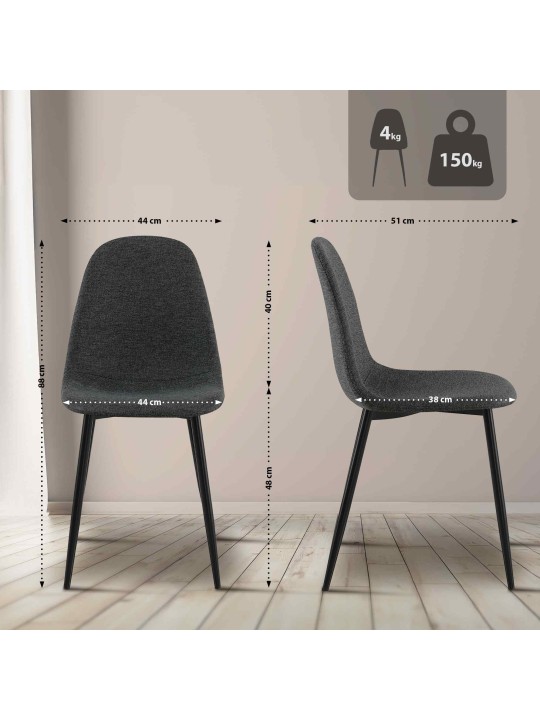 Silla de comedor tela Napier, negro