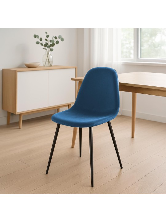 Silla de comedor de terciopelo Napier., azul Silla de comedor de terciopelo Napier., azul