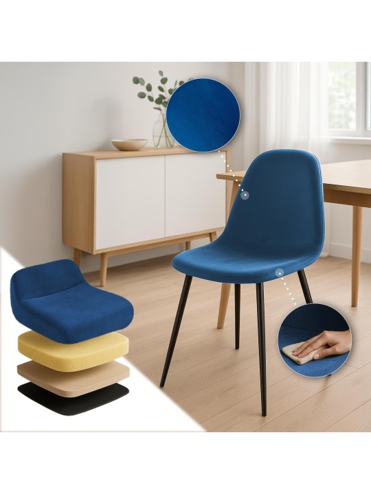 Silla de comedor de terciopelo Napier., azul Silla de comedor de terciopelo Napier., azul