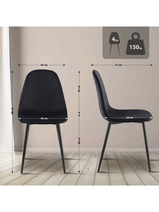 Silla de comedor de terciopelo Napier, negro Silla de comedor de terciopelo Napier, negro