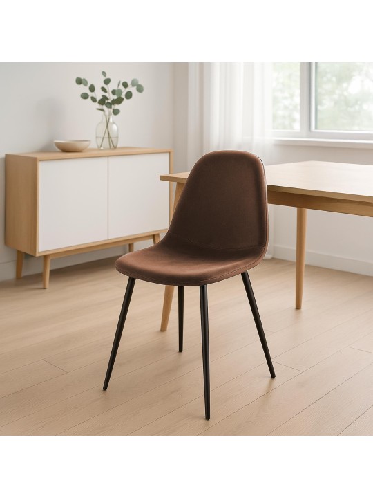 Silla de comedor de terciopelo Napier, marrón