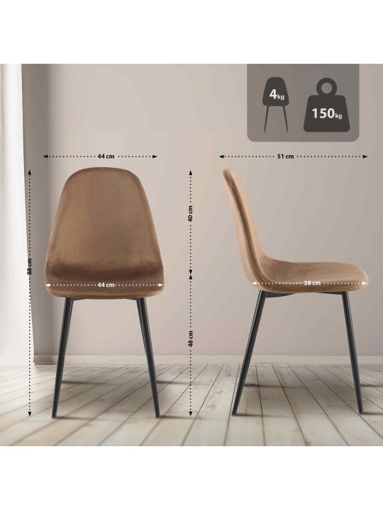 Silla de comedor de terciopelo Napier, marrón