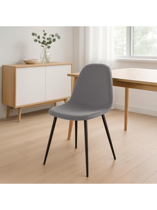 Silla de comedor de terciopelo Napier, gris