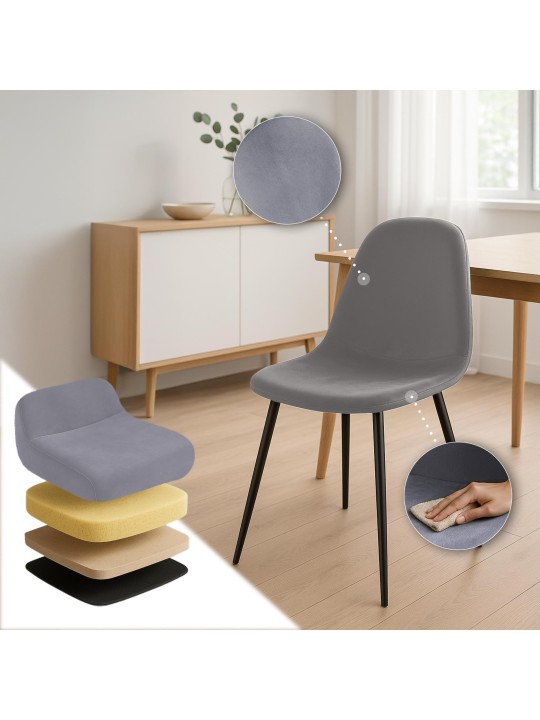 Silla de comedor de terciopelo Napier, gris