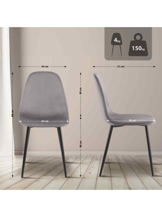 Silla de comedor de terciopelo Napier, gris