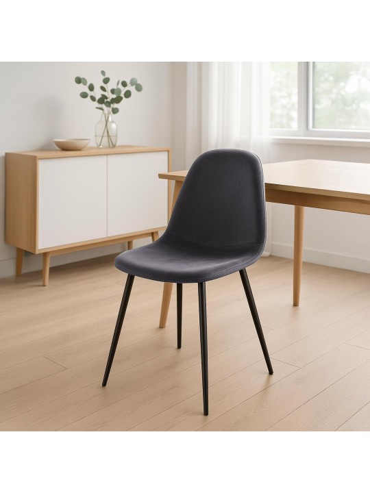 Silla de comedor de terciopelo Napier, gris oscuro Silla de comedor de terciopelo Napier, gris oscuro