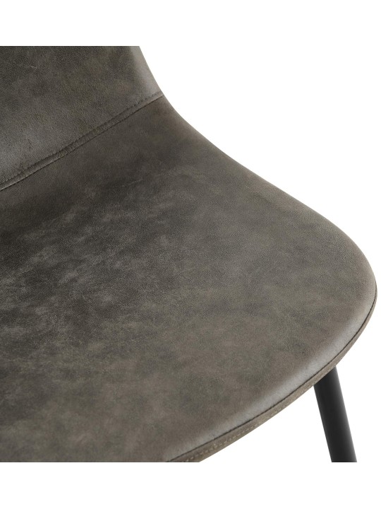 Silla de comedor vintage de piel sintética Napier, gris oscuro