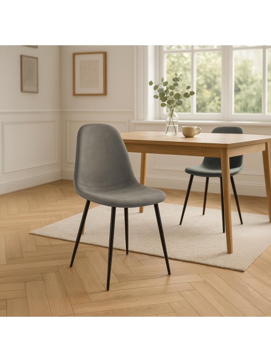 Silla de comedor vintage de piel sintética Napier, gris oscuro