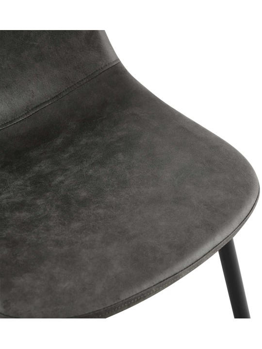 Silla de comedor vintage de piel sintética Napier, negro