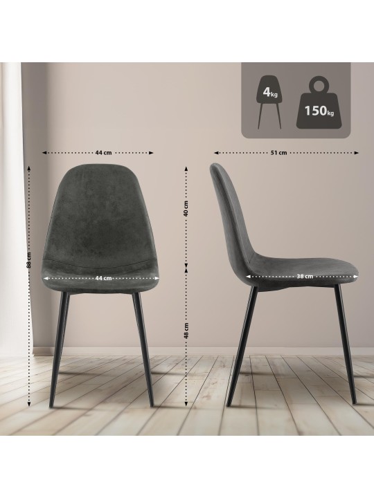 Silla de comedor vintage de piel sintética Napier, negro