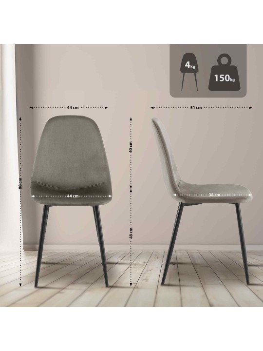 Silla de comedor de terciopelo Napier, antracita