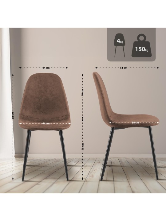 Juego de 4 sillas de comedor Napier piel sintética, marrón