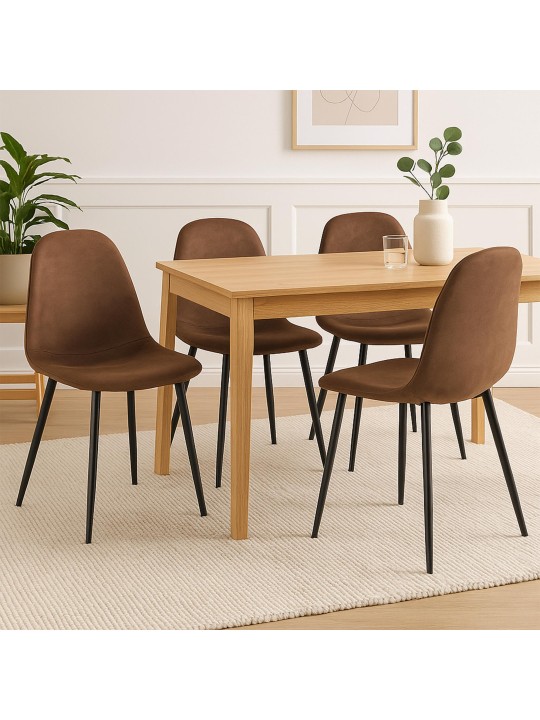 Juego de 4 sillas de comedor Napier piel sintética, marrón