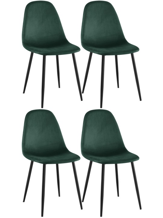 Juego de 4 sillas de comedor Napier terciopelo, verde