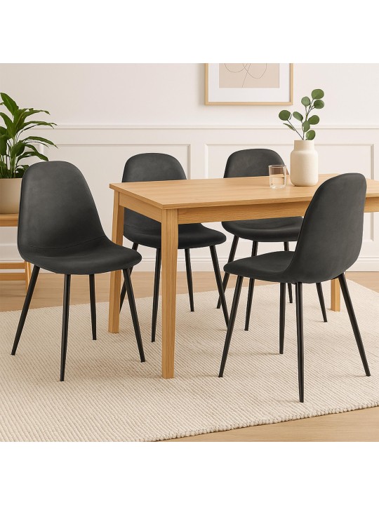 Juego de 4 sillas de comedor Napier piel sintética, negro