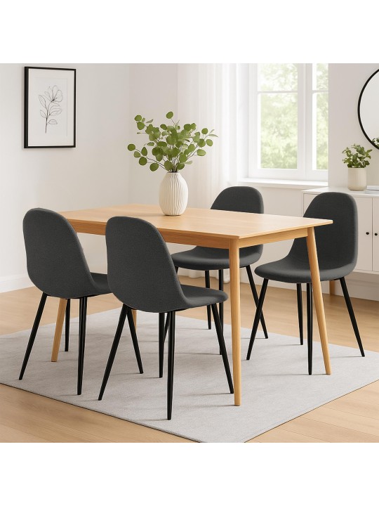 Juego de 4 sillas de comedor tela Napier, gris