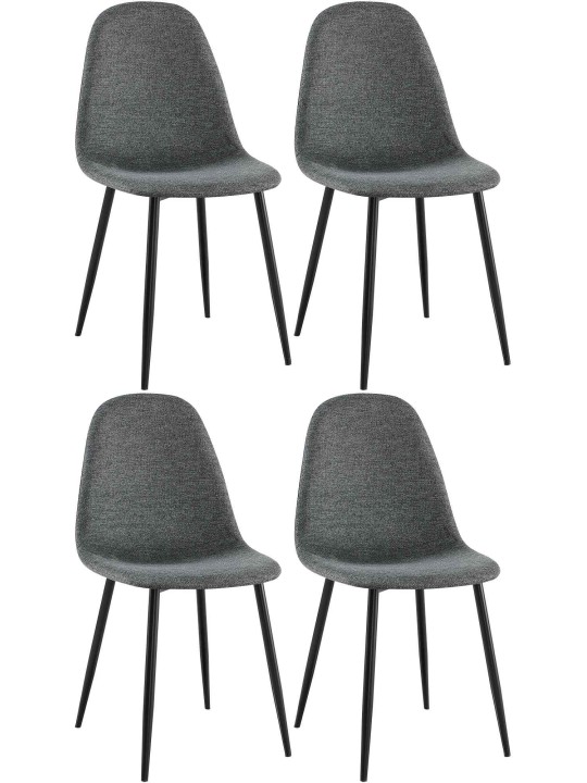 Juego de 4 sillas de comedor tela Napier, gris