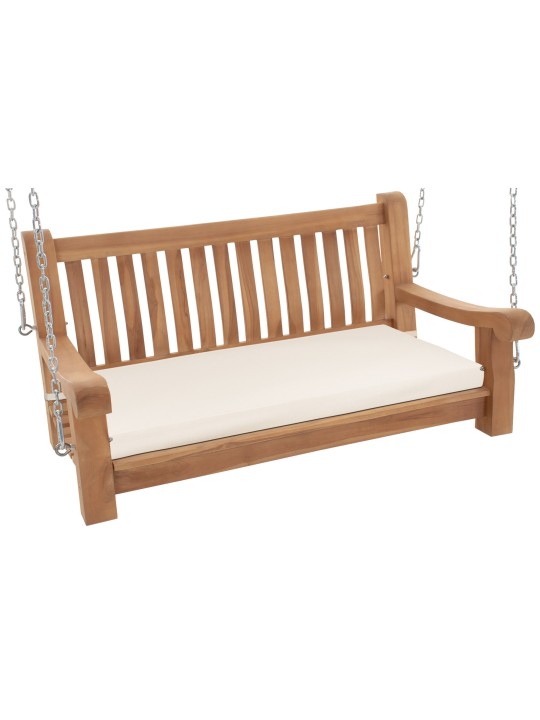 Banco mecedora Joyce con cojín de asiento 120 cm + teca, crema