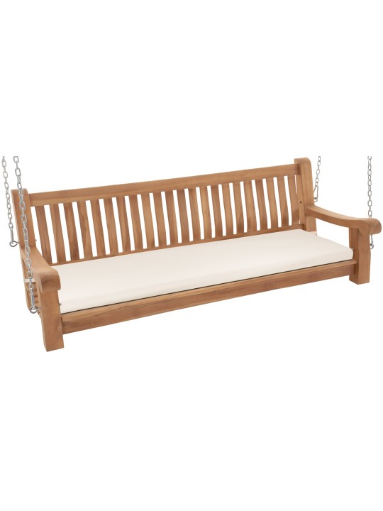 Banco mecedora Joyce con cojín de asiento 180 cm + teca, crema