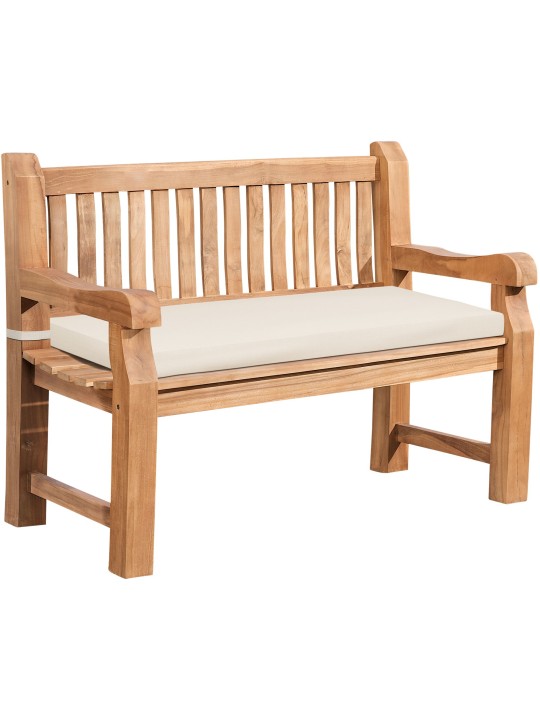 Banco de teca Jackson con cojín de asiento 120 cm + teca, crema Banco de teca Jackson con cojín de asiento 120 cm + teca, crema