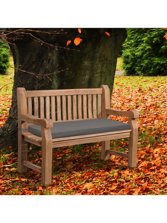 Banco de teca Jackson con cojín de asiento 120 cm + teca, gris oscuro Banco de teca Jackson con cojín de asiento 120 cm + teca, gris oscuro