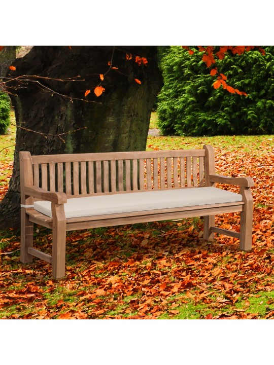 Banco de teca Jackson con cojín de asiento 200 cm + teca, crema Banco de teca Jackson con cojín de asiento 200 cm + teca, crema