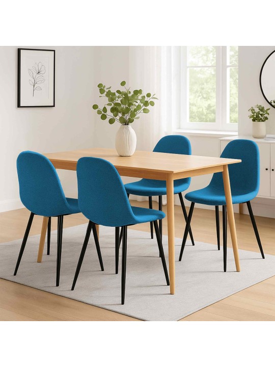 Juego de 4 sillas de comedor tela Napier, azul