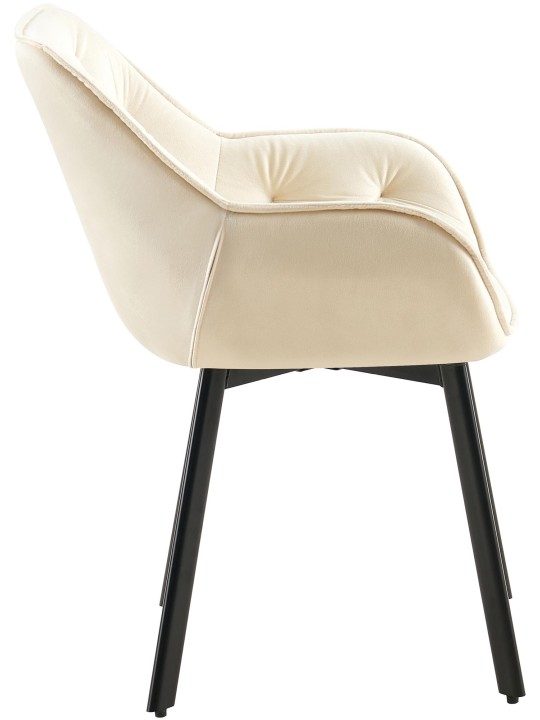 Juego de 2 sillas de comedor Antigo terciopelo, crema