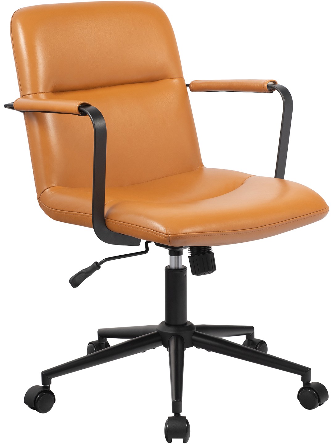 Silla de oficina Hilda de cuero auténtico, marrón