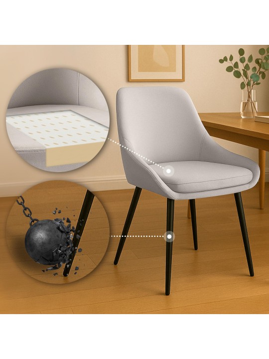 Juego de 2 sillas de comedor Elmira terciopelo, gris