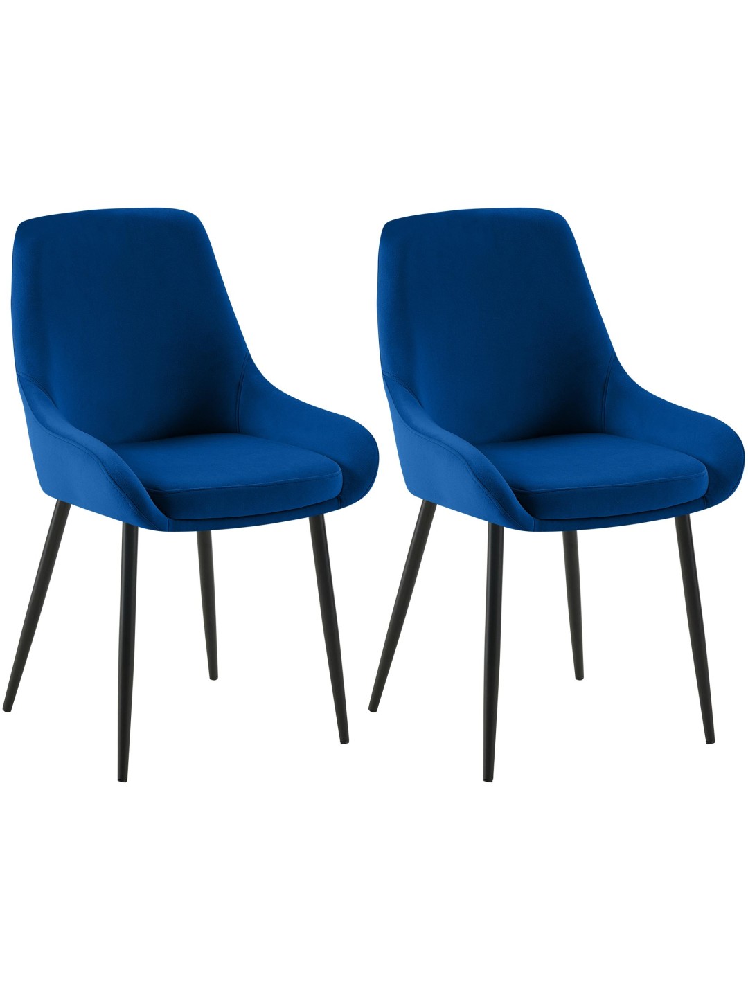 Juego de 2 sillas de comedor Elmira terciopelo, azul oscuro