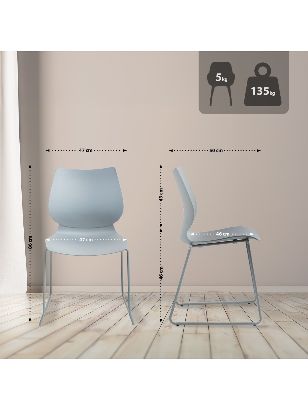 Conjunto de 2 sillas Houma, gris