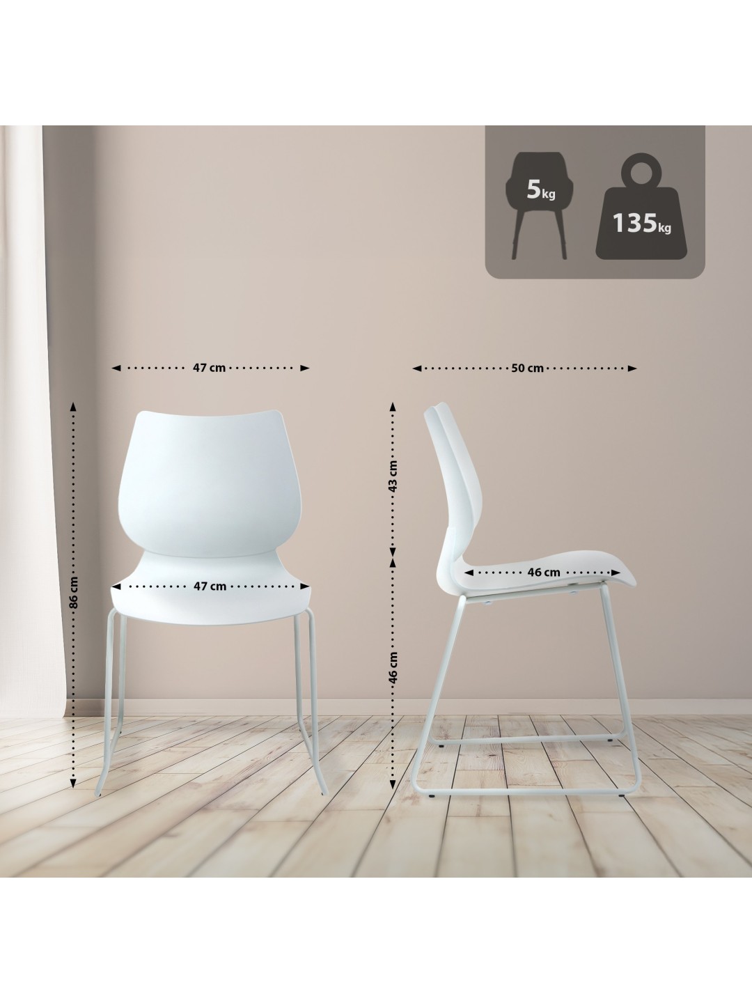 Conjunto de 2 sillas Houma, blanco