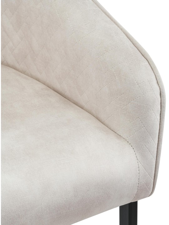 Silla de comedor Jarik terciopelo vintage, crema