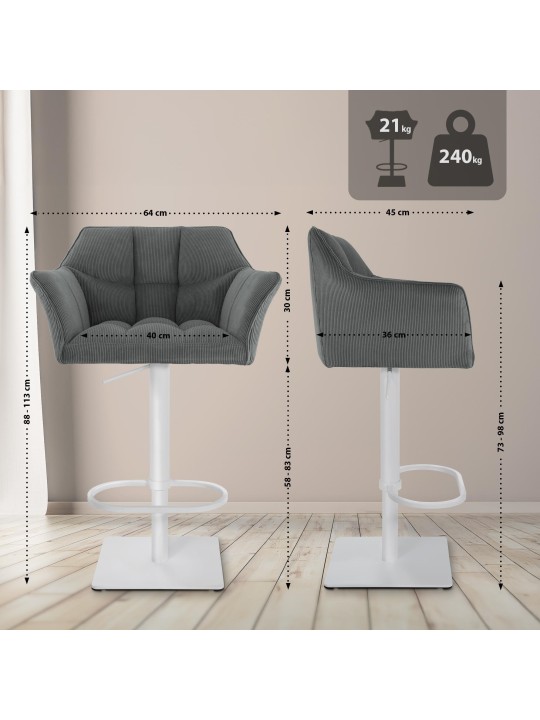 Taburete de bar Damaso W Cordón, gris