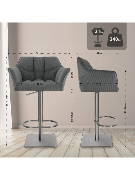 Taburete de bar Damaso E Cordón, gris