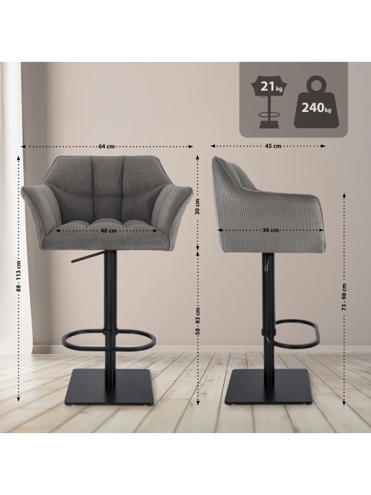 Taburete de bar Damaso B Cordón, taupe Taburete de bar Damaso B Cordón, taupe