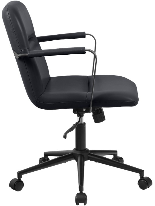 Silla de oficina Hilda de cuero auténtico, negro