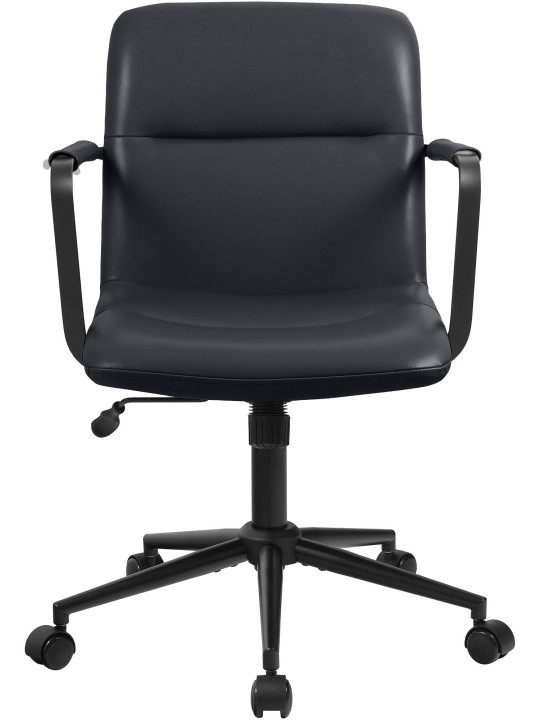 Silla de oficina Hilda de cuero auténtico, negro