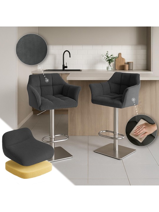 Taburete de bar Damaso E Cordón, gris oscuro