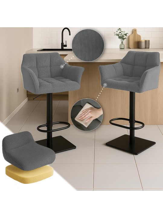 Taburete de bar Damaso B Cordón, gris