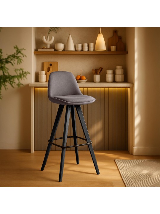 Juego de 2 taburetes de bar Corbin de tela cuadrados, taupe