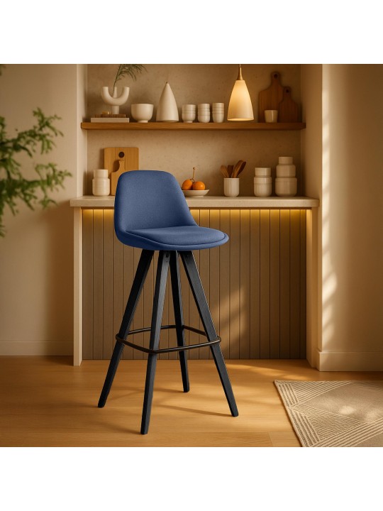 Juego de 2 taburetes de bar Corbin de tela cuadrados, azul Juego de 2 taburetes de bar Corbin de tela cuadrados, azul