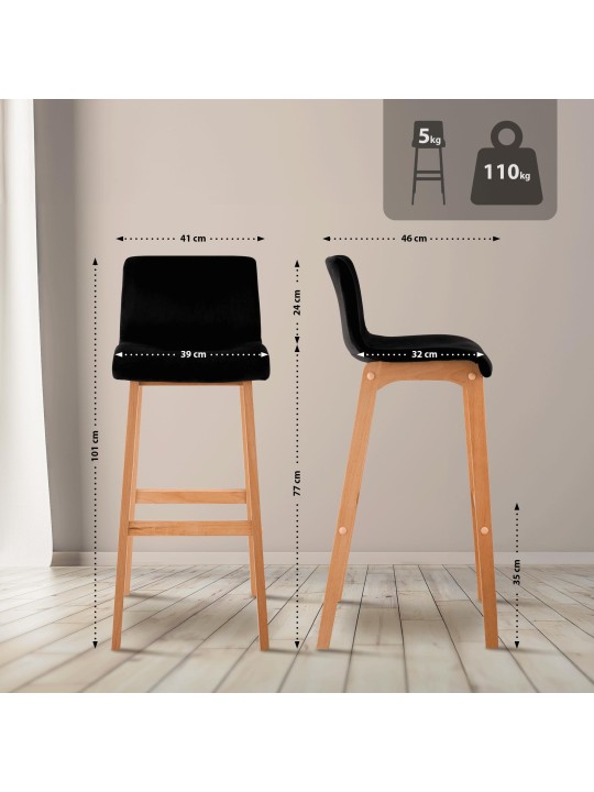 Taburete de bar Hoover Velvet Natura, negro