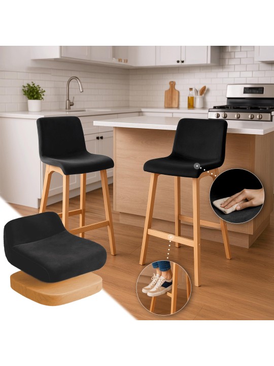 Taburete de bar Hoover Velvet Natura, negro