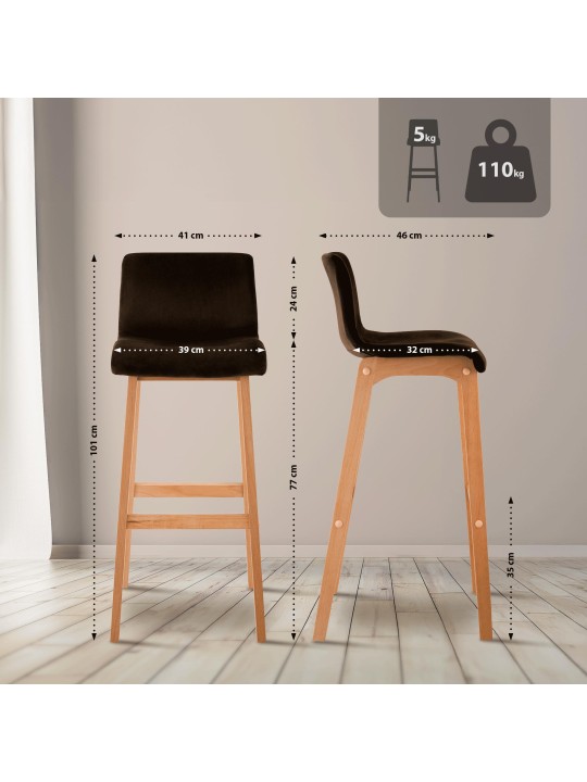 Taburete de bar Hoover Terciopelo Natura, marrón