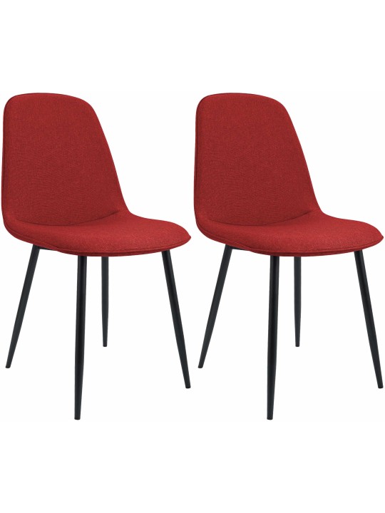 Juego de 2 sillas de comedor tela Maryam, rojo Juego de 2 sillas de comedor tela Maryam, rojo