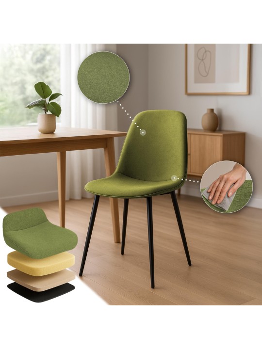 Juego de 2 sillas de comedor tela Maryam, verde Juego de 2 sillas de comedor tela Maryam, verde