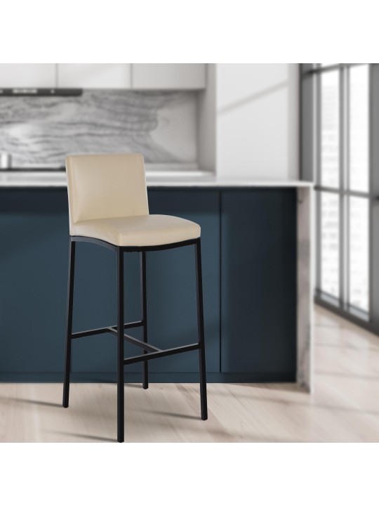 Juego de 2 taburetes de bar Freeport piel sintética B, crema